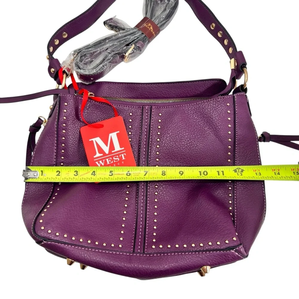 Montana West Studded Hobo Bag with Concealed Carry in Purple and Gold NWT